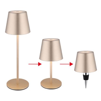 Globo - ściemnialna dotykowa ładowalna zewnętrzna lampa stołowa 3 w 1 LED/3W/5V 3000/4000/5000K IP54 1800 mAh mosiądz