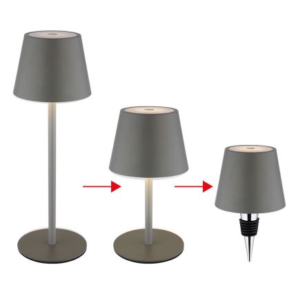 Globo - LED ściemniana, dotykowo sterowana, ładowalna zewnętrzna lampa stołowa 3w1 LED/3W/5V 3000/4000/5000K IP54 1800 mAh szara