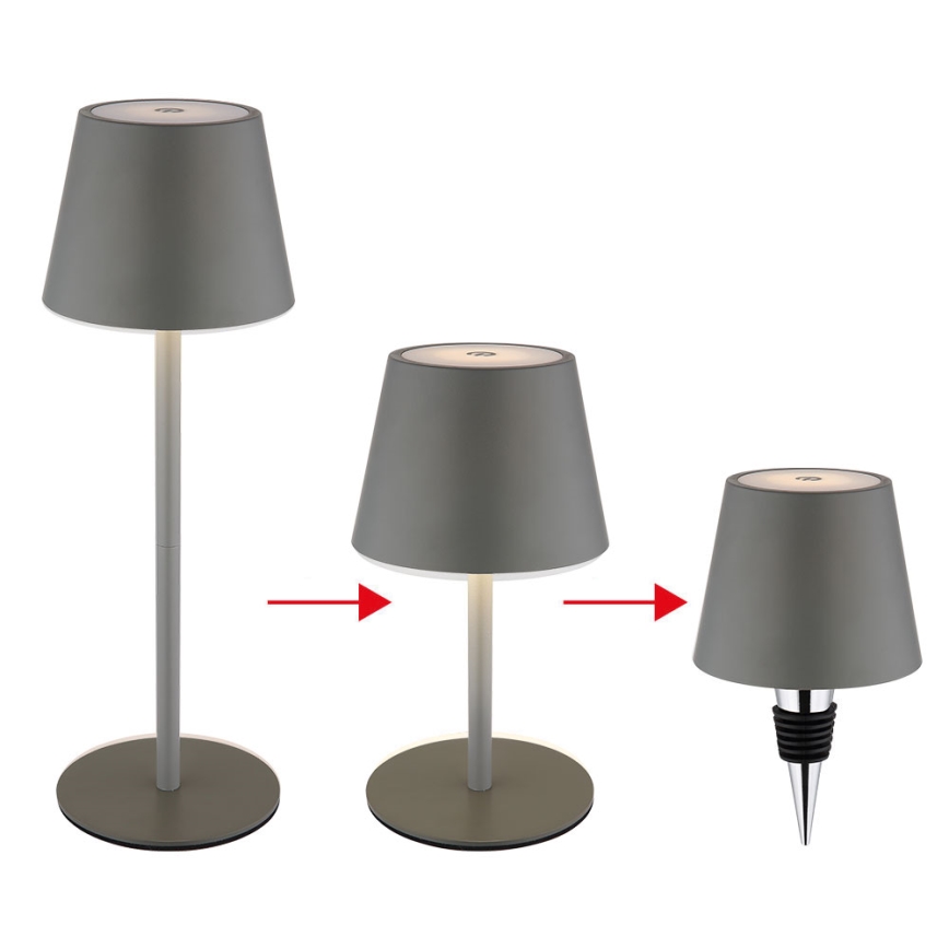 Globo - LED ściemniana, dotykowo sterowana, ładowalna zewnętrzna lampa stołowa 3w1 LED/3W/5V 3000/4000/5000K IP54 1800 mAh szara
