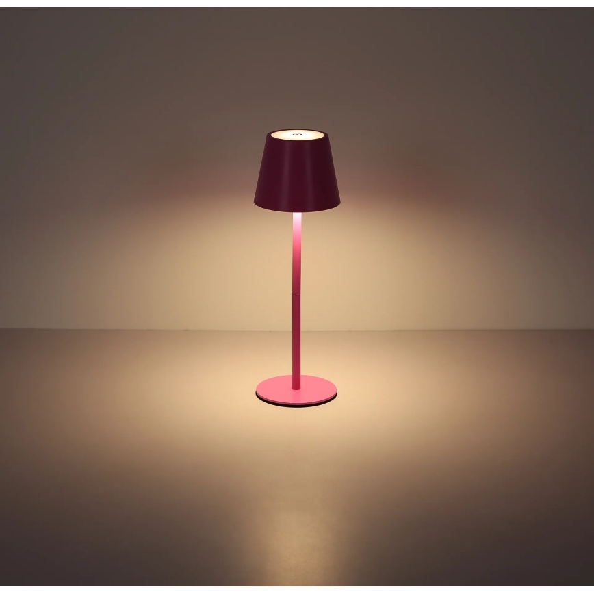 Globo - Ładowalna, dotykowa, ściemnialna lampa stołowa na zewnątrz 3 w 1 LED/3W/5V 3000/4000/5000K IP54 1800 mAh różowa
