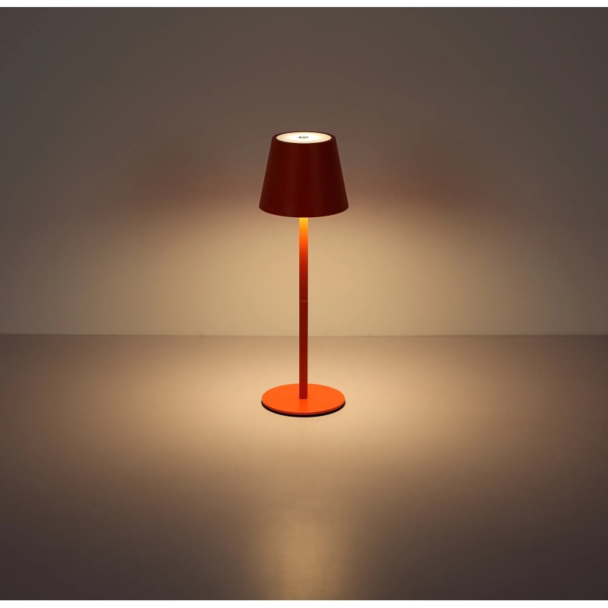 Globo - Lampa stołowa zewnętrzna 3 w 1 LED, ściemniana, z dotykowym sterowaniem i ładowaniem, 3W/5V, 3000/4000/5000K, IP54, 1800 mAh, czerwona