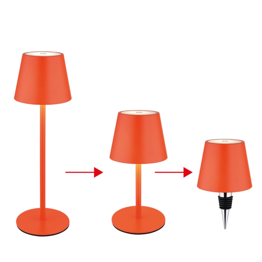 Globo - Lampa stołowa zewnętrzna 3 w 1 LED, ściemniana, z dotykowym sterowaniem i ładowaniem, 3W/5V, 3000/4000/5000K, IP54, 1800 mAh, czerwona