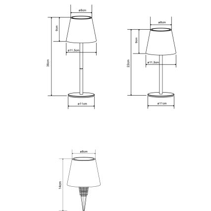 Globo - Dotykowo ściemniana, ładowalna lampa stołowa zewnętrzna LED/3W/5V 3000/4000/5000K IP54 1800 mAh