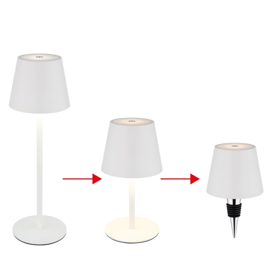 Globo - LED Ściemnialna dotykowa ładowalna zewnętrzna lampa stołowa 3w1 LED/3W/5V 3000/4000/5000K IP54 1800 mAh biała