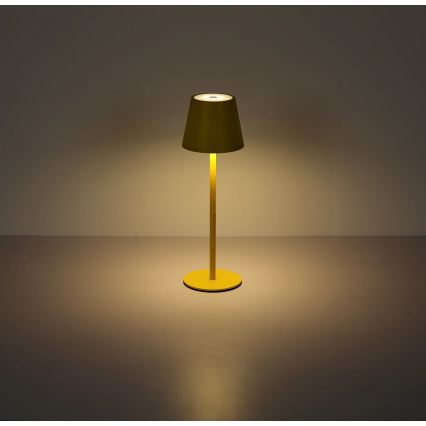Globo - sterowana dotykowo, ściemnialna, ładowalna lampa stołowa zewnętrzna 3 w 1 LED/3W/5V 3000/4000/5000K IP54 1800 mAh żółta