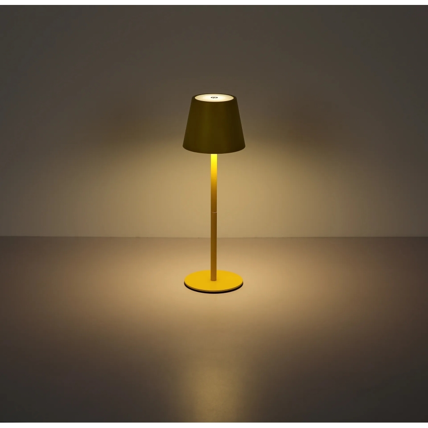 Globo - sterowana dotykowo, ściemnialna, ładowalna lampa stołowa zewnętrzna 3 w 1 LED/3W/5V 3000/4000/5000K IP54 1800 mAh żółta