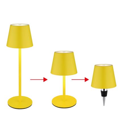 Globo - sterowana dotykowo, ściemnialna, ładowalna lampa stołowa zewnętrzna 3 w 1 LED/3W/5V 3000/4000/5000K IP54 1800 mAh żółta