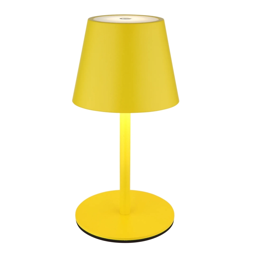 Globo - sterowana dotykowo, ściemnialna, ładowalna lampa stołowa zewnętrzna 3 w 1 LED/3W/5V 3000/4000/5000K IP54 1800 mAh żółta