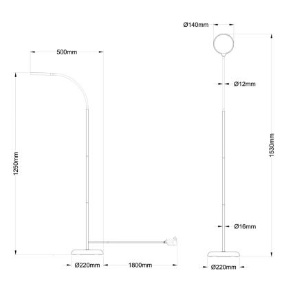 Globo - Ściemniana lampa stojąca z dotykowym sterowaniem LED/8W/230V 2700K/4000K/6500K czarna