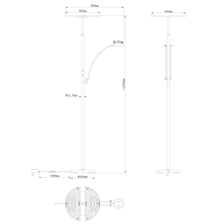 Globo - LED ściemniana lampa stojąca LED/40W/230V + LED/5,5W 2700/4000/6000K czarna