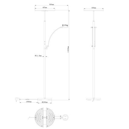 Globo - ściemniana lampa stojąca LED/40W/230V + LED/5,5W 2700/4000/6000K matowy chrom