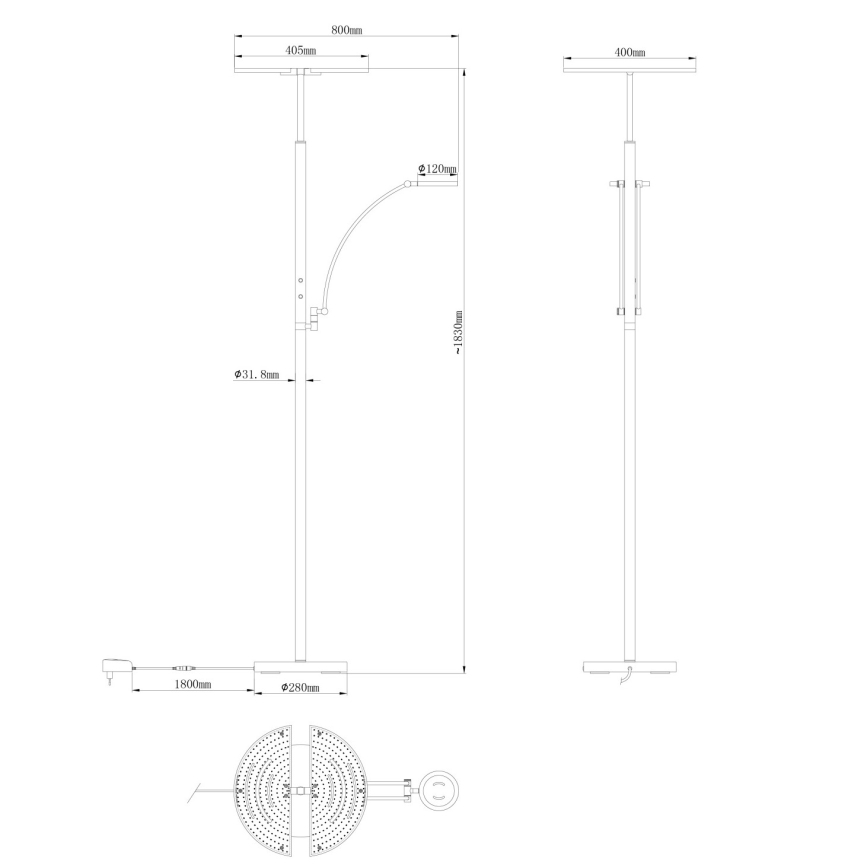 Globo - ściemniana lampa stojąca LED/40W/230V + LED/5,5W 2700/4000/6000K matowy chrom