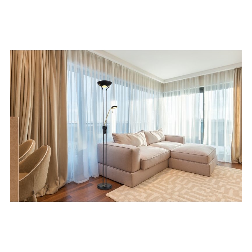 Globo - LED Lampa podłogowa ściemnialna LED/20W/230V + LED/5,5W 3000K czarna/złota
