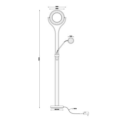 Globo - ściemnialna lampa stojąca LED/20W/230V + LED/4W 3000K czarna