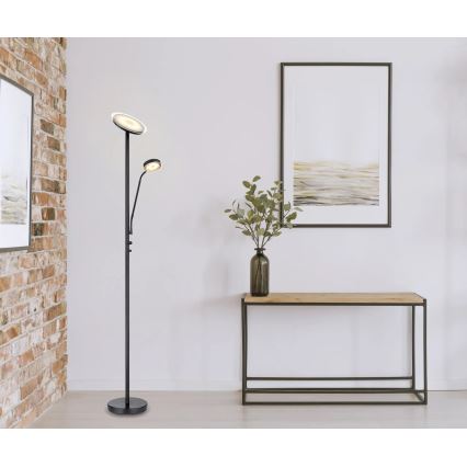 Globo - Ściemniana lampa stojąca LED LED/18,5W/230V + LED/4,5W 3000K czarna