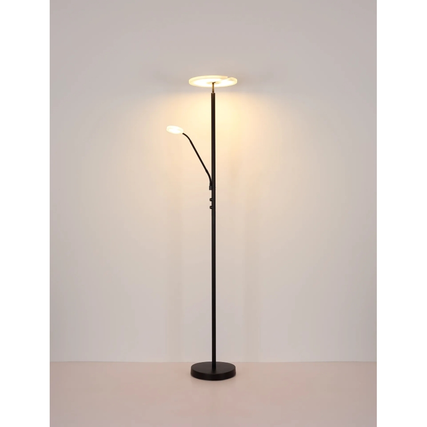 Globo - Ściemnialna lampa stojąca LED/28W/230V + LED/5W 3000K czarna
