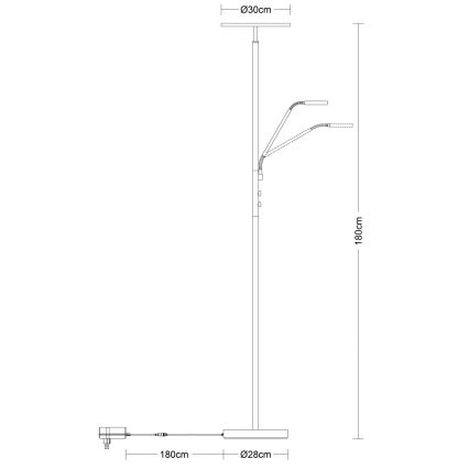 Globo - Ściemnialna lampa stojąca LED/28W/230V + LED/5W 3000K czarna