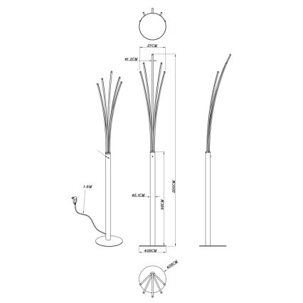 Globo - Dotykowo ściemniana lampa stojąca LED/36W/230V czarna