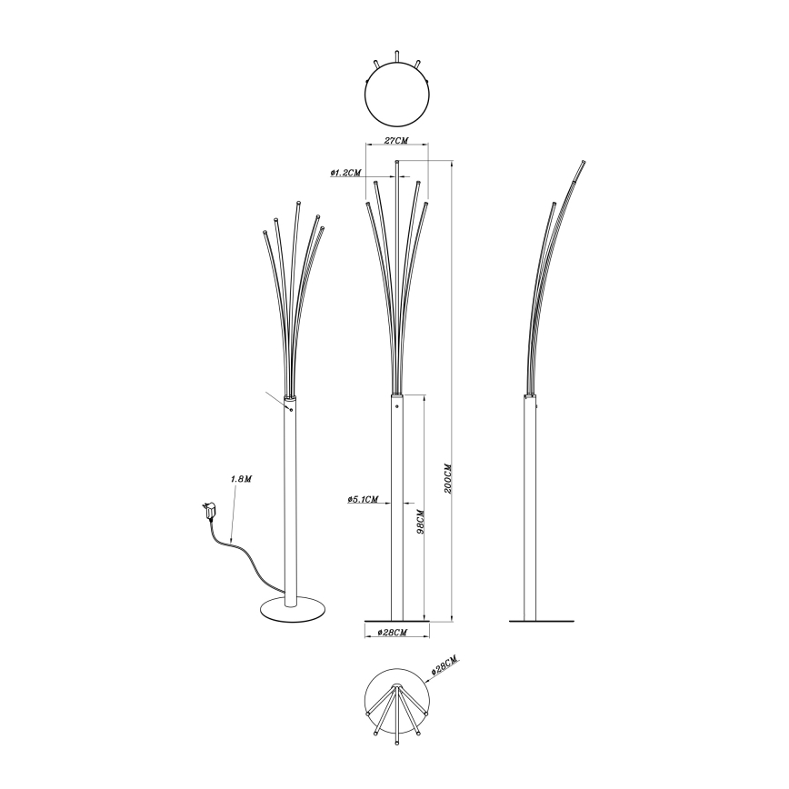 Globo - Dotykowo ściemniana lampa stojąca LED/36W/230V czarna