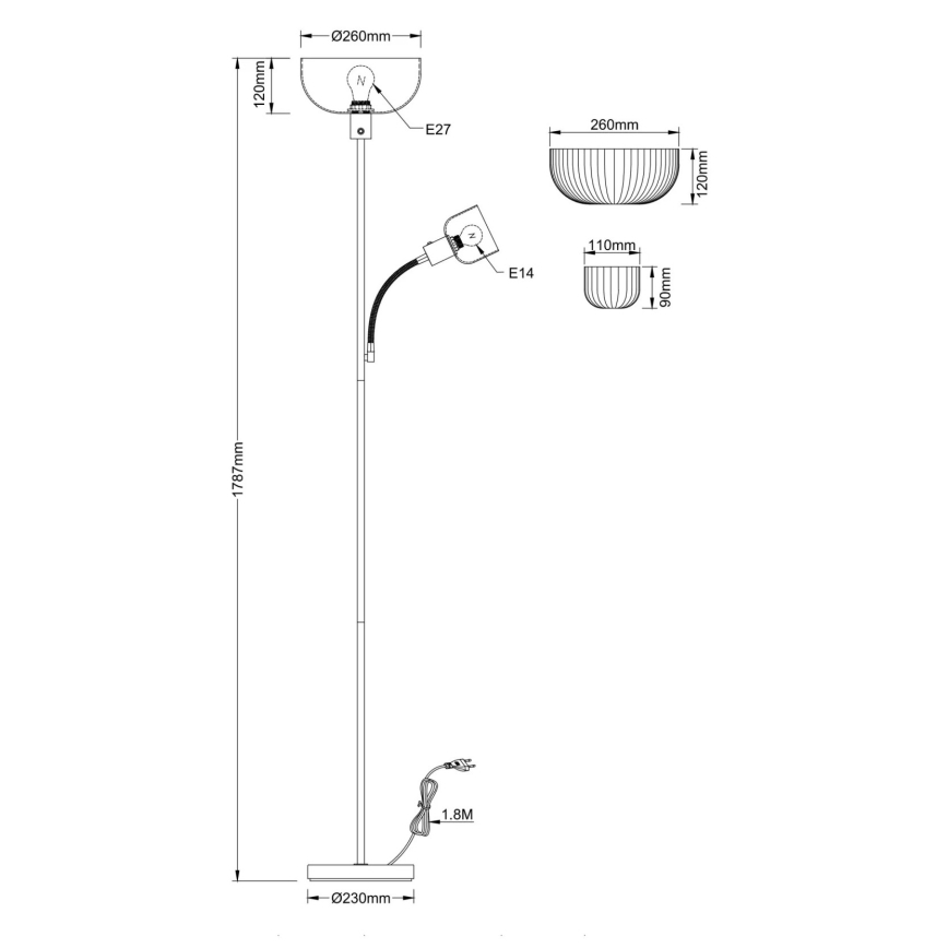 Globo - Lampa stojąca 1xE27/40W/230V + 1xE14/25W