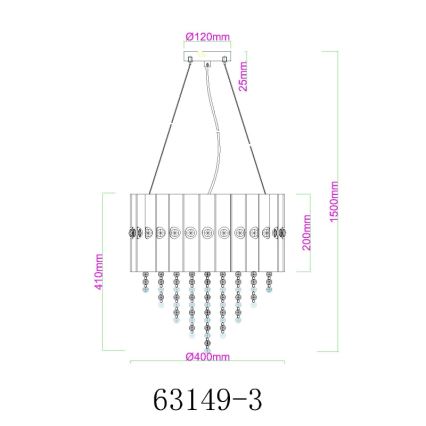 Globo - Żyrandol na lince 3xE27/40W/230V śr. 40 cm