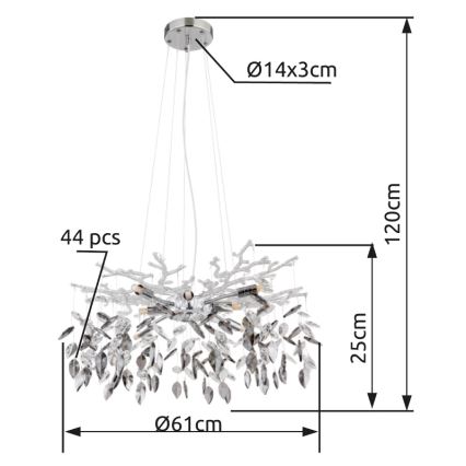 Globo - Żyrandol na lince 8xG9/8W/230V śr. 61 cm chrom błyszczący