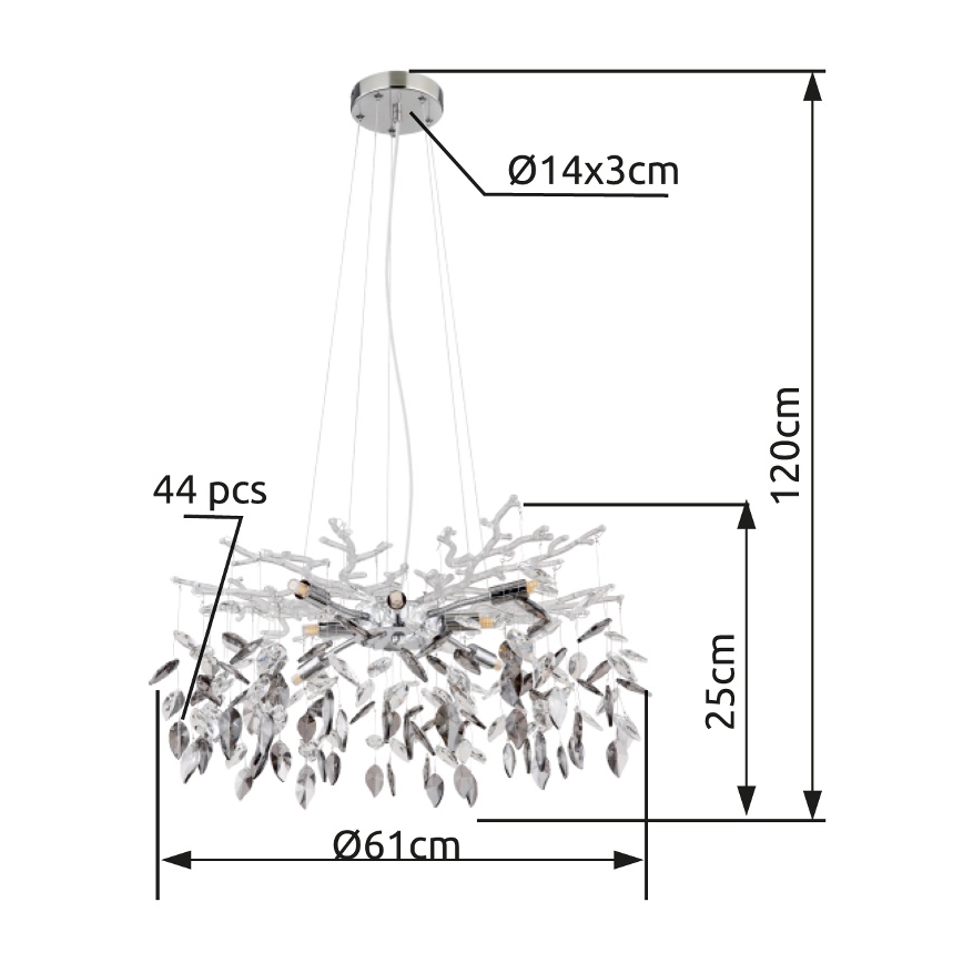 Globo - Żyrandol na lince 8xG9/8W/230V śr. 61 cm chrom błyszczący