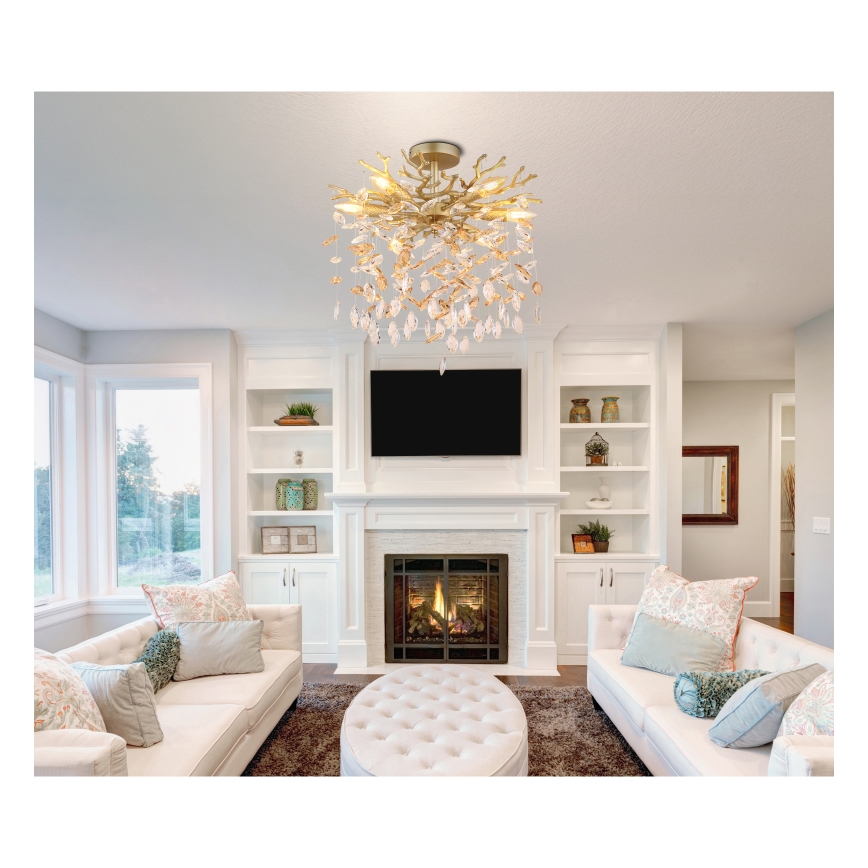 Globo - Żyrandol na pręcie 6xE14/40W/230V złoty