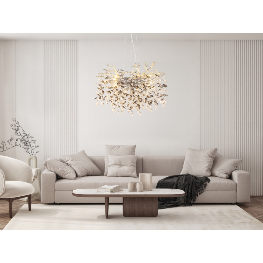 Globo - Żyrandol na linkach 10xE14/40W/230V srebrny