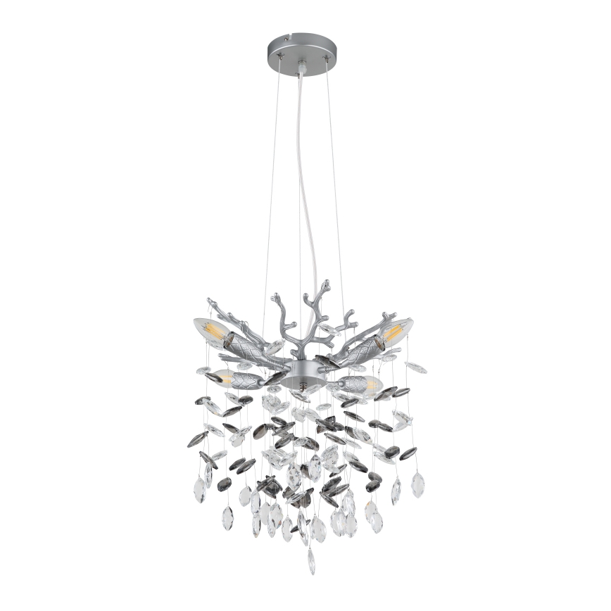 Globo - Lampa wisząca na przewodzie 4xE14/40W/230V srebrna