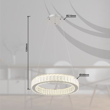 Globo - LED Żyrandol ściemnialny na lince LED/50W/230V 2700-6000K śr. 50 cm + pilot zdalnego sterowania