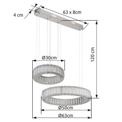 Globo - LED Żyrandol ściemnialny na lince LED/80W/230V 2700-6000K + pilot zdalnego sterowania