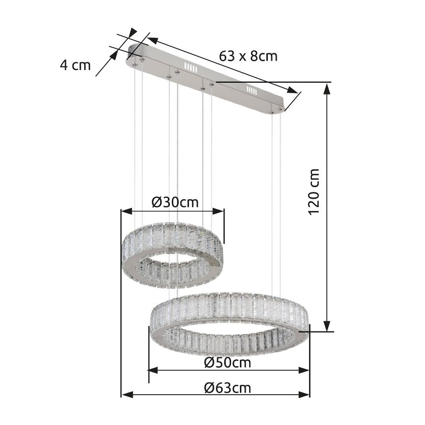 Globo - LED Żyrandol ściemnialny na lince LED/80W/230V 2700-6000K + pilot zdalnego sterowania