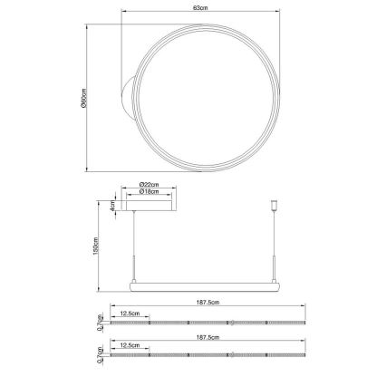 Globo - LED Żyrandol ściemnialny na lince LED/36W/230V 2700-6000K czarny + zdalne sterowanie