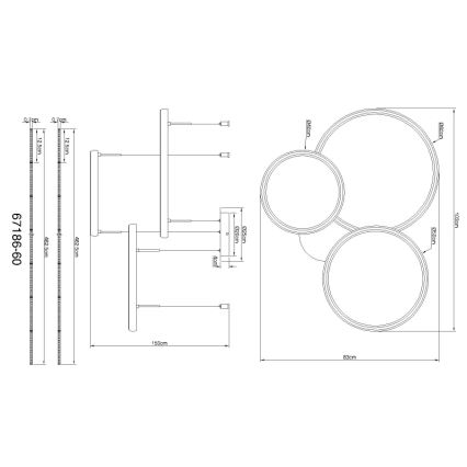 Globo - LED Żyrandol ściemnialny na lince LED/55W/230V 2700-6000K czarny + zdalne sterowanie