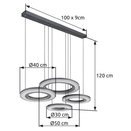Globo - LED Żyrandol ściemnialny na lince LED/80W/230V 2700-6000K czarny + zdalne sterowanie