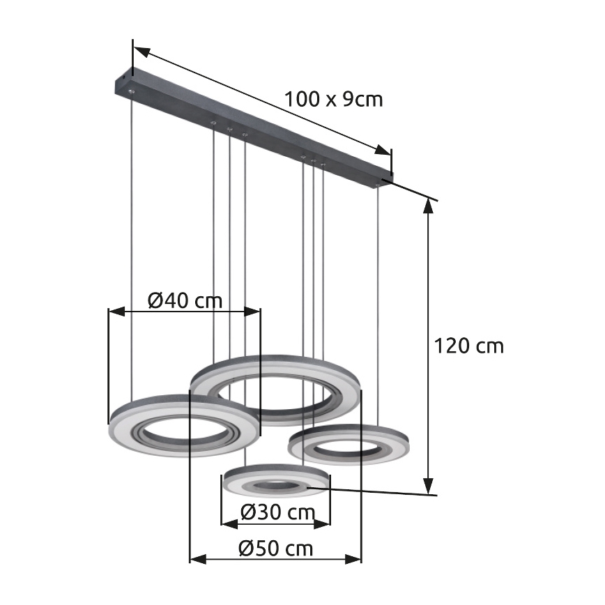Globo - LED Żyrandol ściemnialny na lince LED/80W/230V 2700-6000K czarny + zdalne sterowanie
