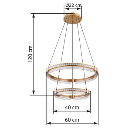 Globo - LED Ściemnialny kryształowy żyrandol na lince LED/78W/230V 2700K-6000K + zdalne sterowanie
