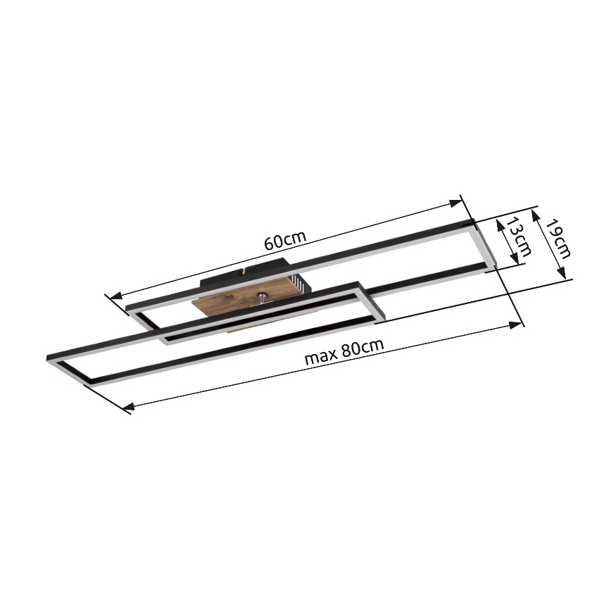 Globo - LED Plafon LED/30W/230V 3000K 60x80 cm czarny