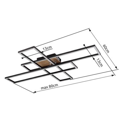 Globo - LED Plafon LED/40W/230V 3000K 60x80 cm czarny