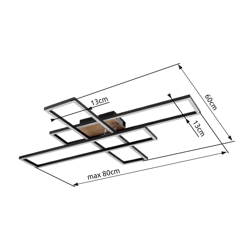 Globo - LED Plafon LED/40W/230V 3000K 60x80 cm czarny