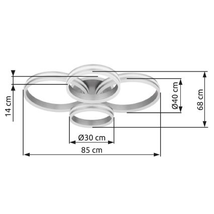 Globo - LED Plafon ściemnialny LED/90W/230V 2700-6000K 68x85 cm + pilot zdalnego sterowania