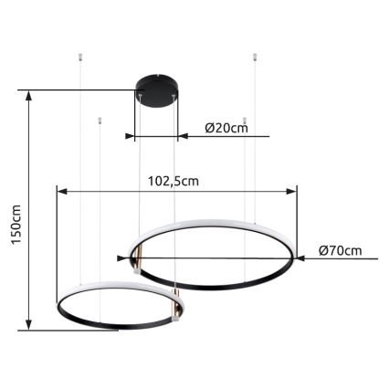 Globo - LED Żyrandol ściemnialny na lince LED/55W/230V 2700-6000K czarny + zdalne sterowanie