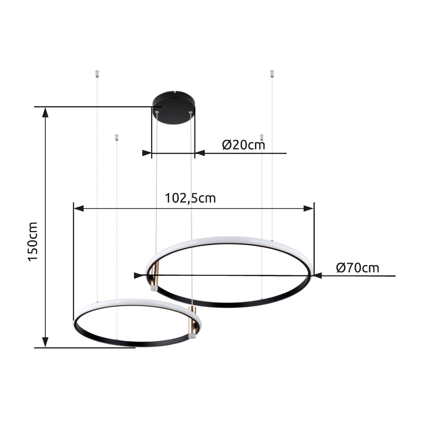 Globo - LED Żyrandol ściemnialny na lince LED/55W/230V 2700-6000K czarny + zdalne sterowanie