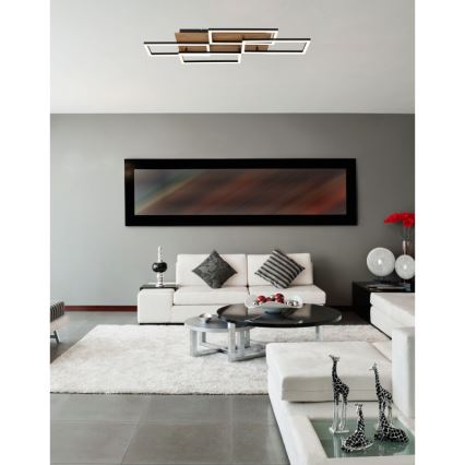 Globo - Ściemnialna lampa sufitowa LED/40W/230V 2700-6500K 32,5x87,5 cm brązowo-czarna + pilot zdalnego sterowania