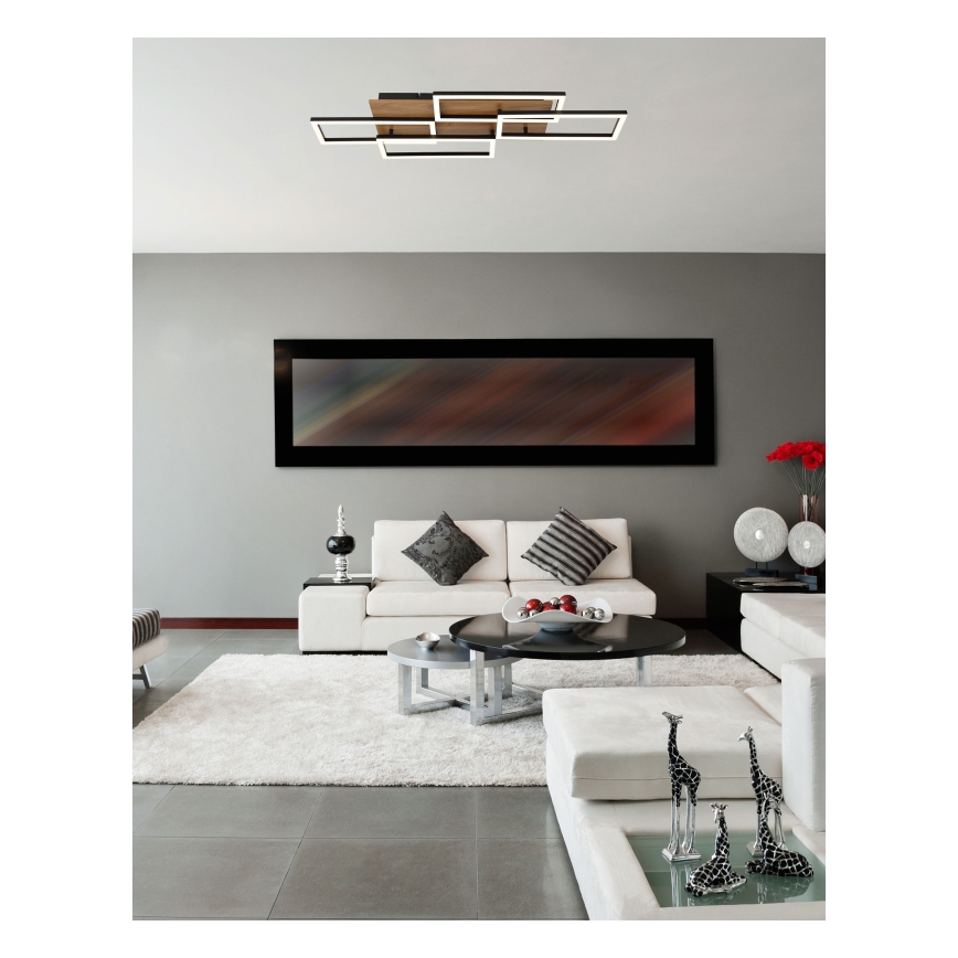 Globo - Ściemnialna lampa sufitowa LED/40W/230V 2700-6500K 32,5x87,5 cm brązowo-czarna + pilot zdalnego sterowania