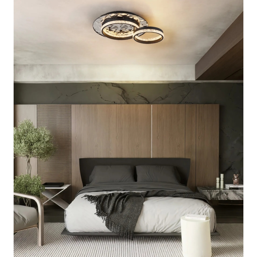 Globo - LED Plafon LED/24W/230V 3000K 40x50,5 cm czarny/chrom błyszczący