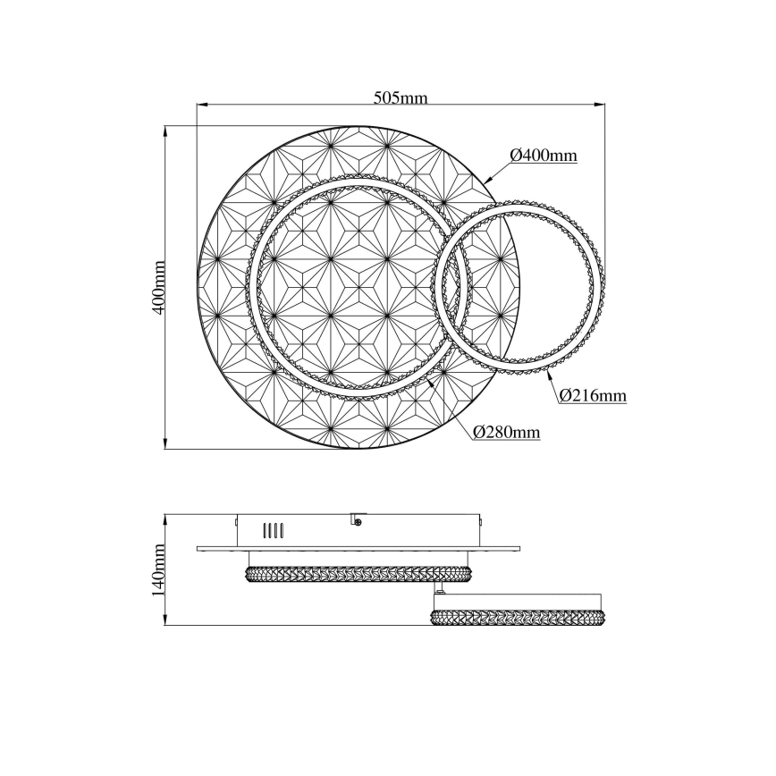 Globo - LED Plafon LED/24W/230V 3000K 40x50,5 cm czarny/chrom błyszczący