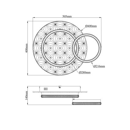 Globo - LED Plafon LED/24W/230V 3000K 40x50,5 cm czarny/złoty