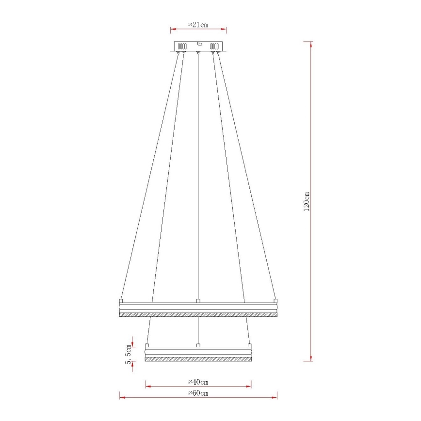 Globo - ściemnialny żyrandol LED na lince LED/60W/230V 2700-6000K + pilot zdalnego sterowania